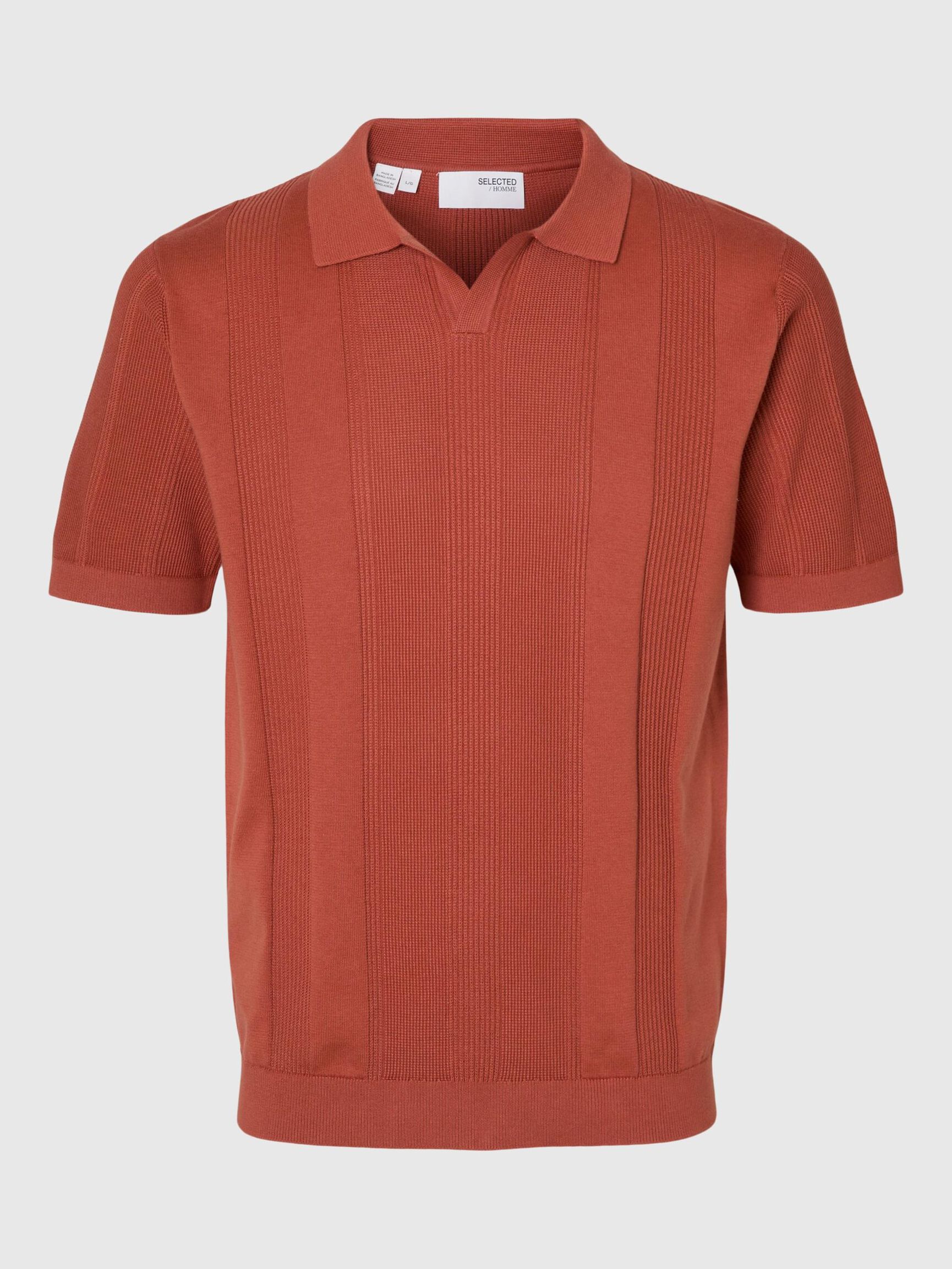 KORTE MOUWEN GEBREIDE POLO, Etruscan Red, highres