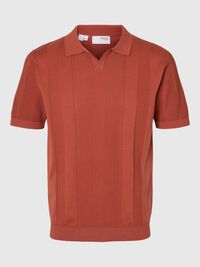 KORTE MOUWEN GEBREIDE POLO, Etruscan Red, highres