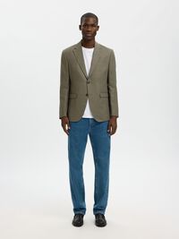 REGULAR FIT LINEN BLAZER, Olive Green, highres