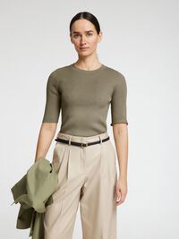 VISCOSE MÉLANGÉE TOP EN MAILLE, Vetiver, highres