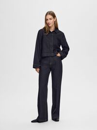 HIGH WAISTED BOOTCUT JEANS, Dark Blue Denim, highres