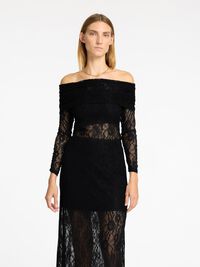 SPITZEN OFF SHOULDER TOP, Black, highres