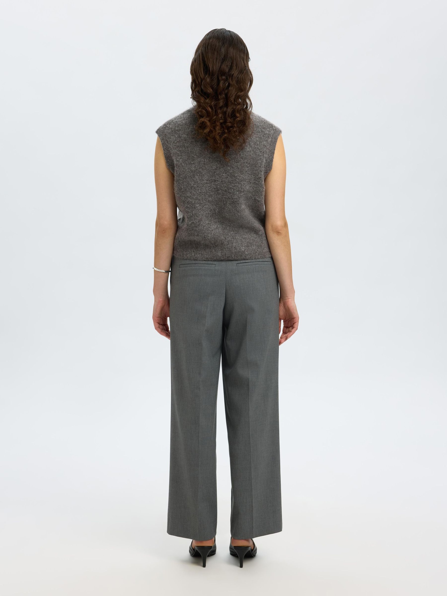 WOOL BLEND WAISTCOAT, Medium Grey Melange, highres