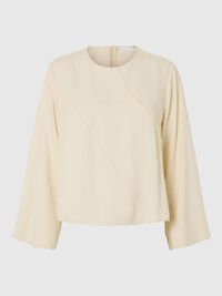 VISCOSE BLEND LONG SLEEVED TOP, Birch, highres
