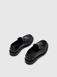 LEATHER  PENNY LOAFERS, Black, highres