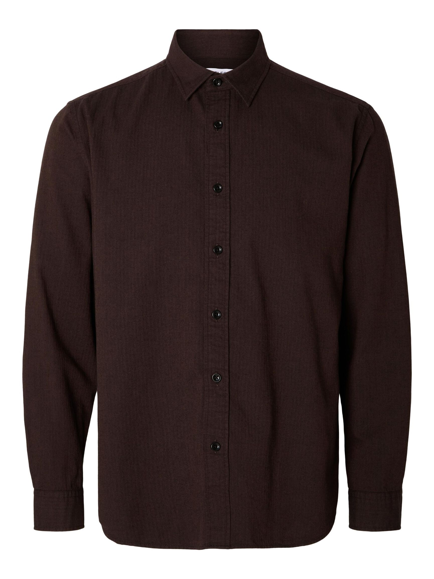 LONG-SLEEVED FLANNEL SHIRT, Chocolate Torte, highres