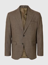 REGULAR FIT WOLL BLAZER, Light Brown Melange, highres