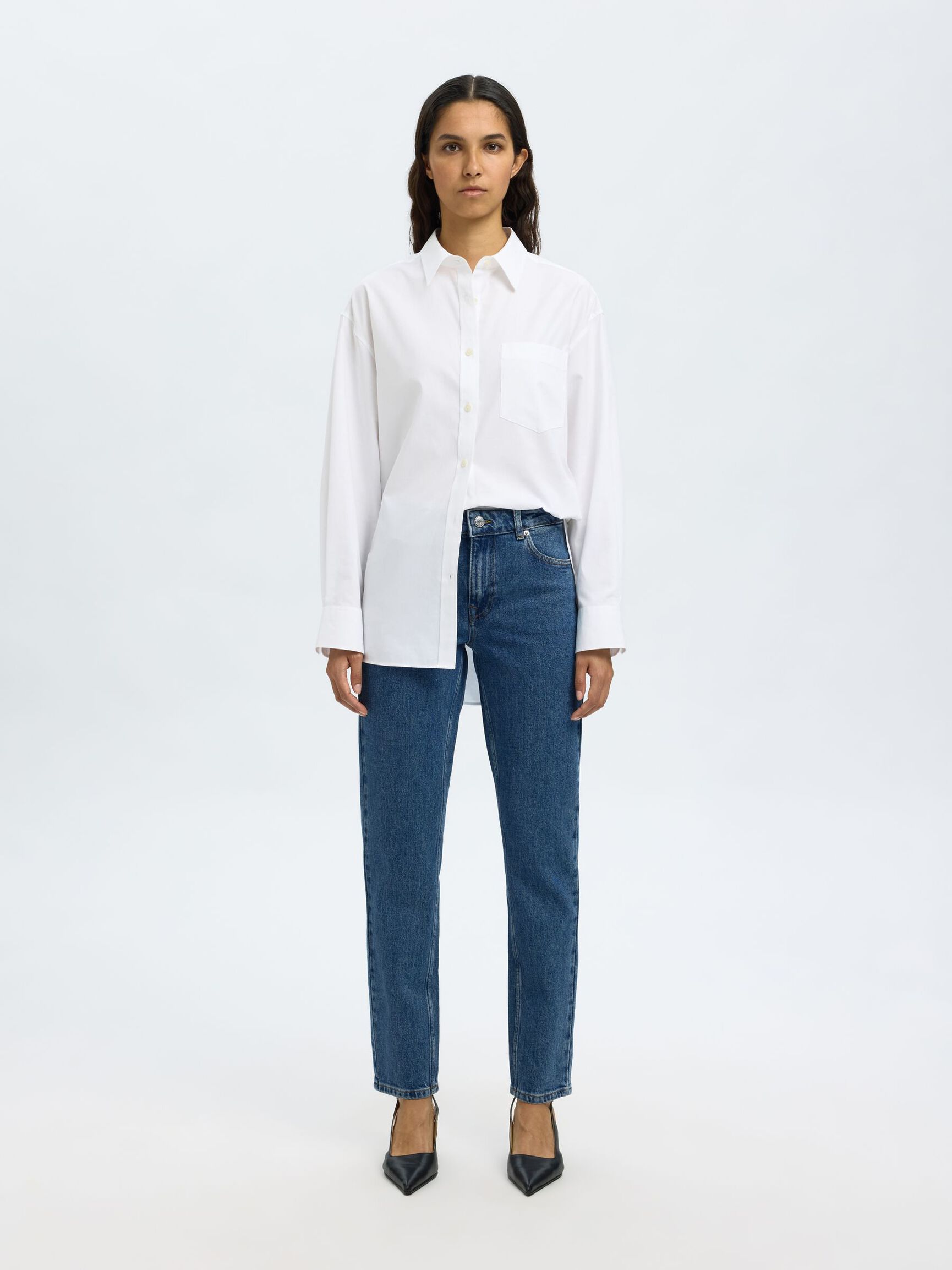 TAILLE MI-HAUTE JEAN COUPE SLIM FUSELÉE, Medium Blue Denim, highres