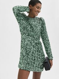 PAILLETTEN MINIKLEID, Loden Frost, highres