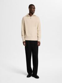 MAGLIONE A MEZZA CERNIERA, Oatmeal, highres