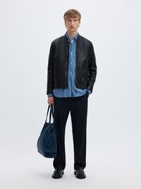 CLASSIC LEATHER JACKET, Black, highres