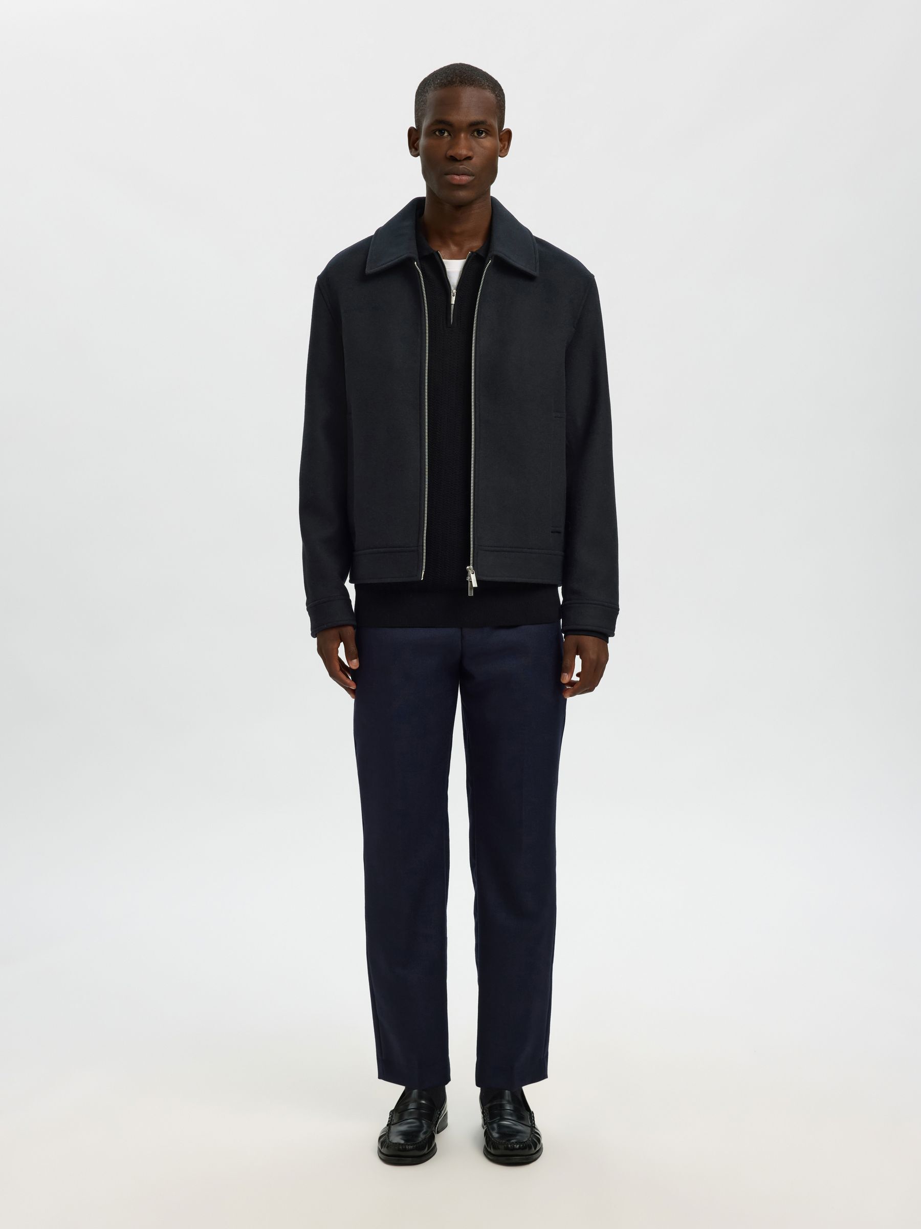 WOOL BLEND SHORT JACKET, Black, highres