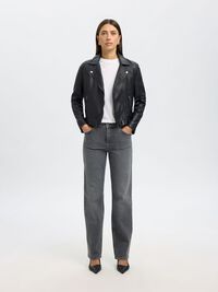 CLASSIC LEATHER JACKET, Black, highres