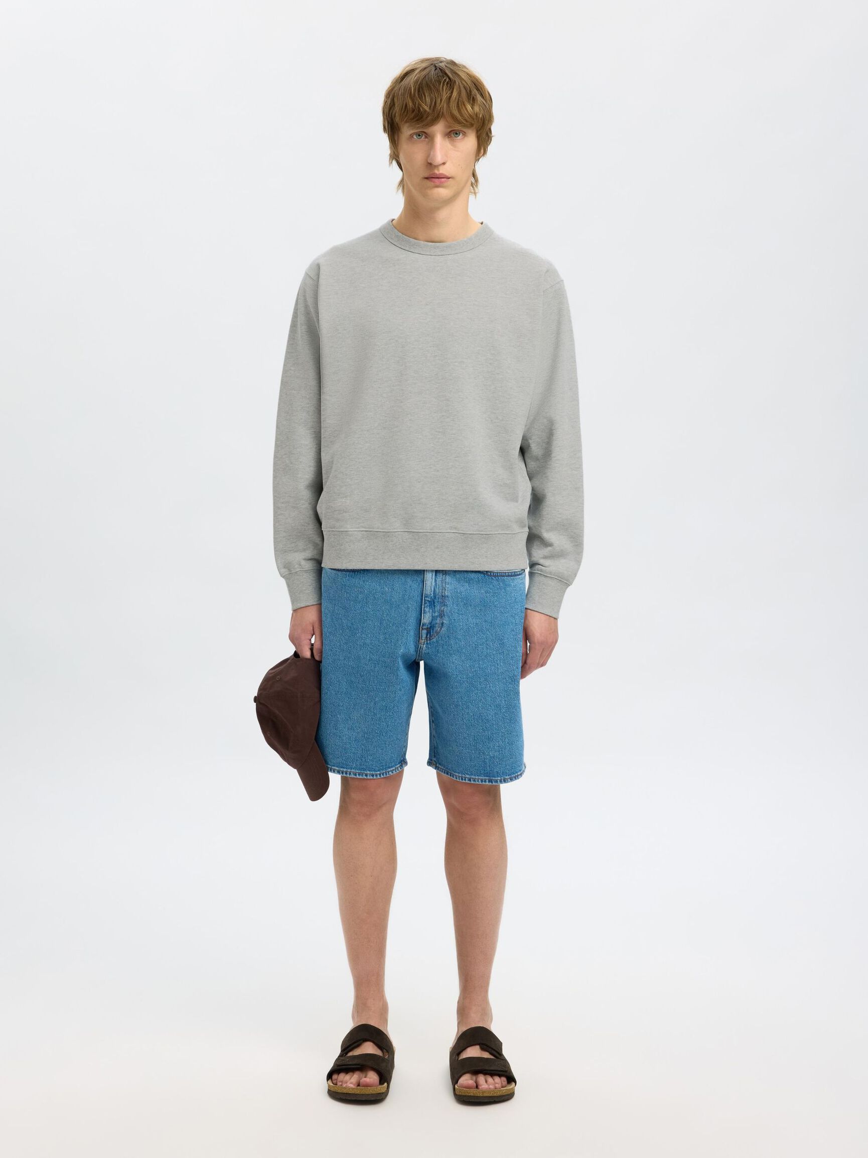 100% BAUMWOLL SWEATSHIRT, Light Grey Melange, highres