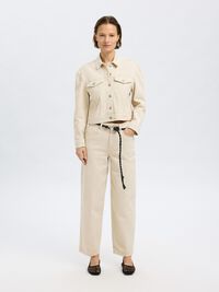 MID WAIST JEANS MED BARREL-FIT, Egret, highres
