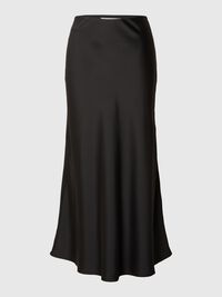 SATIN MAXI SKIRT, Black, highres