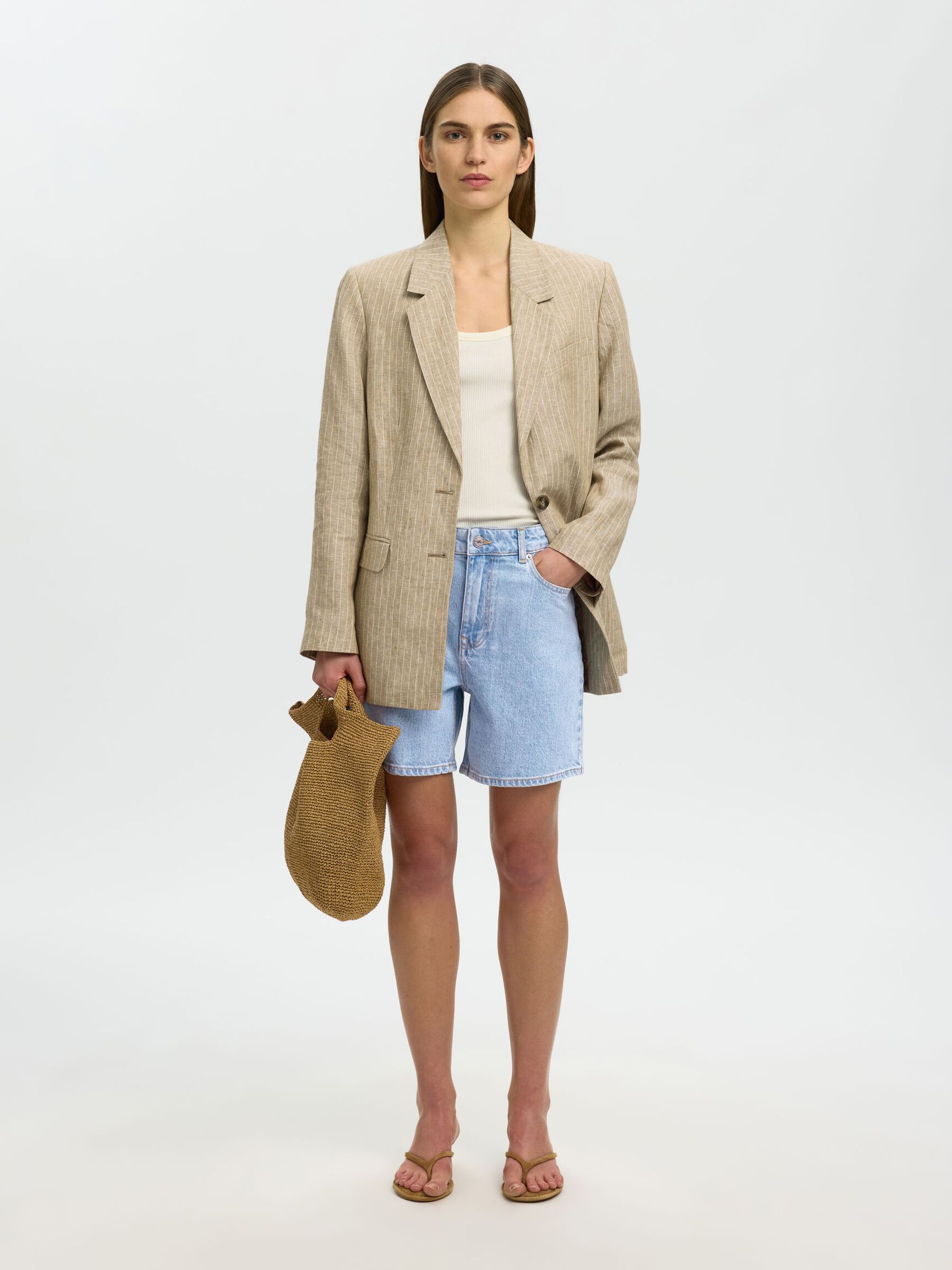 HIGH WAIST JEANSSHORTS, Light Blue Denim, highres