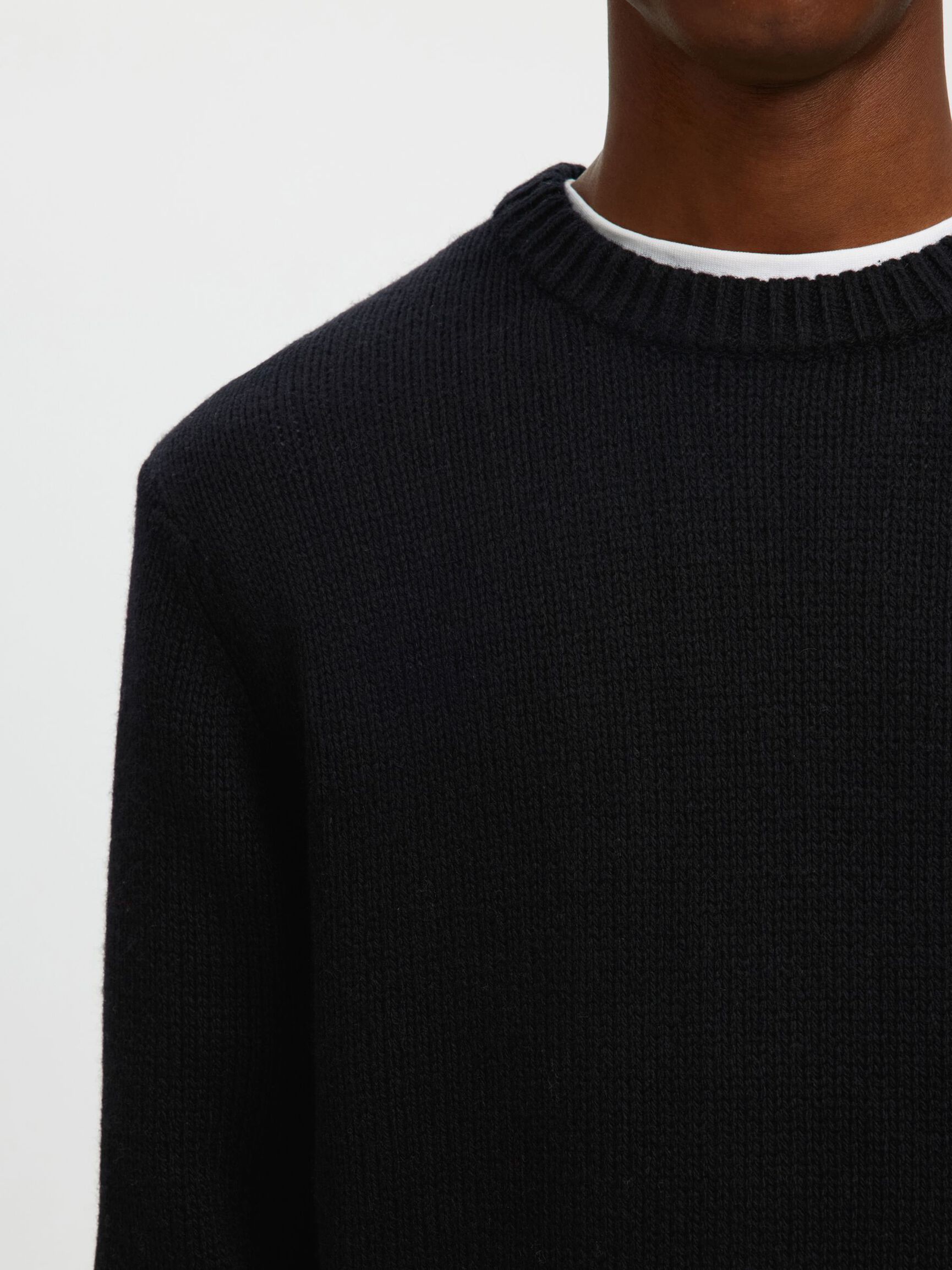 WOOL BLEND RELAXED FIT JUMPER, Black, highres