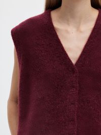 WOOL BLEND KNITTED VEST, Tawny Port, highres
