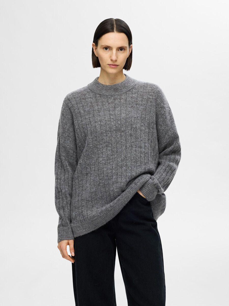 Selected CORTE HOLGADO EN MEZCLA DE LANA JERSEY, Medium Grey Melange, highres - 16094162_MediumGreyMelange_003.jpg