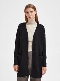 LONG KNITTED CARDIGAN, Black, highres