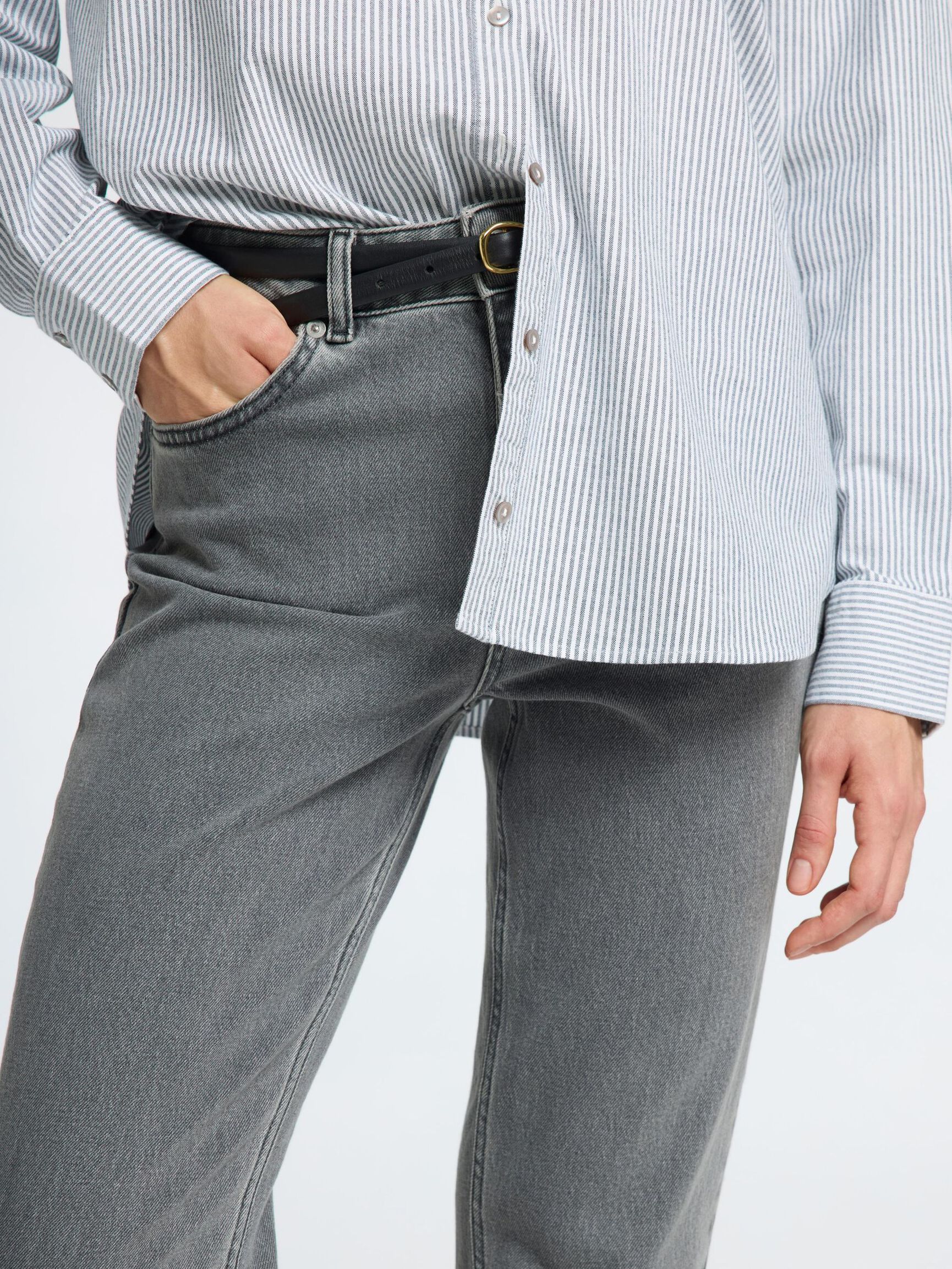 GRAUE STRAIGHT FIT JEANS, Light Grey Denim, highres