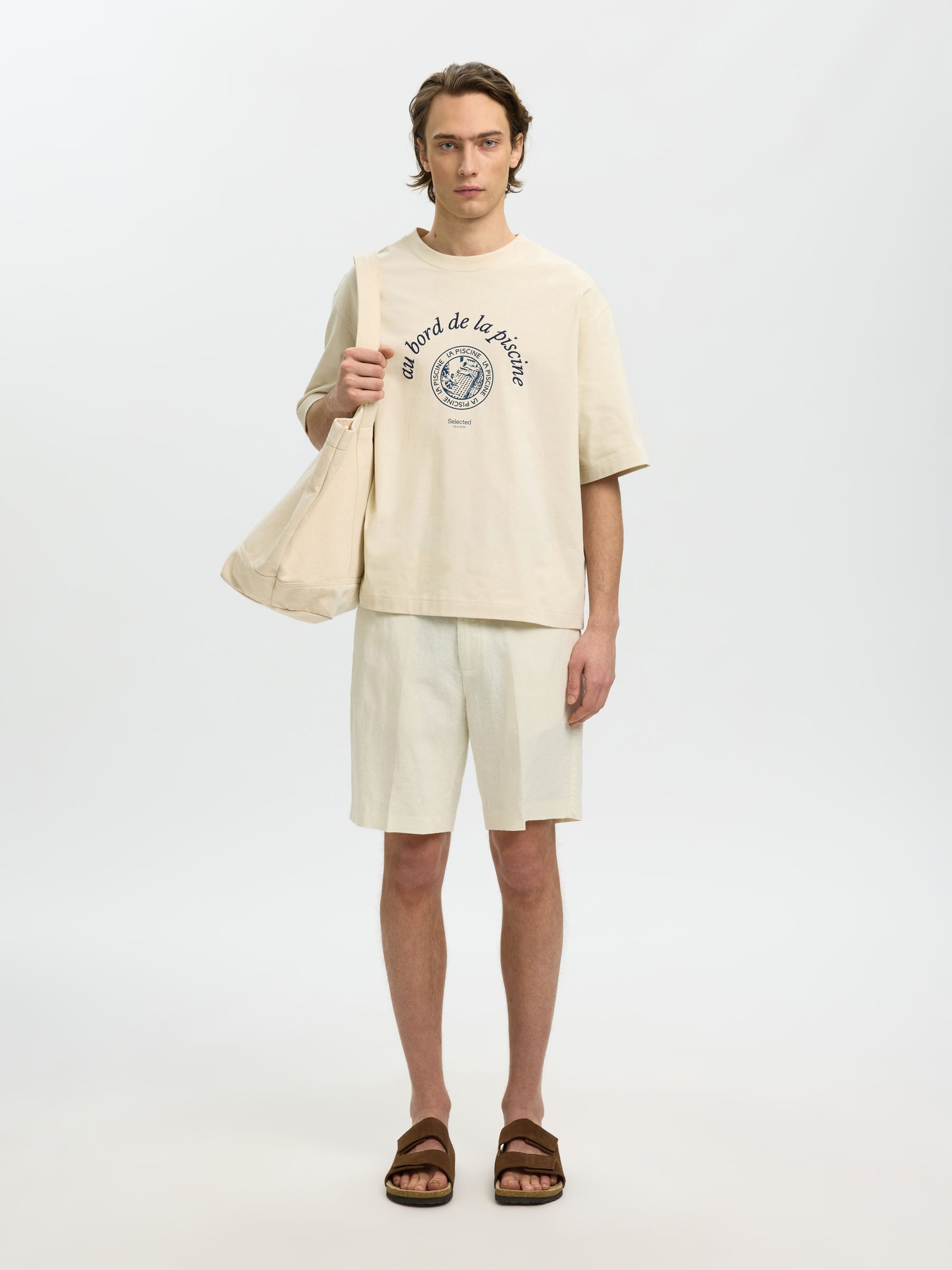 PRINTED COTTON T-SHIRT, Birch, highres