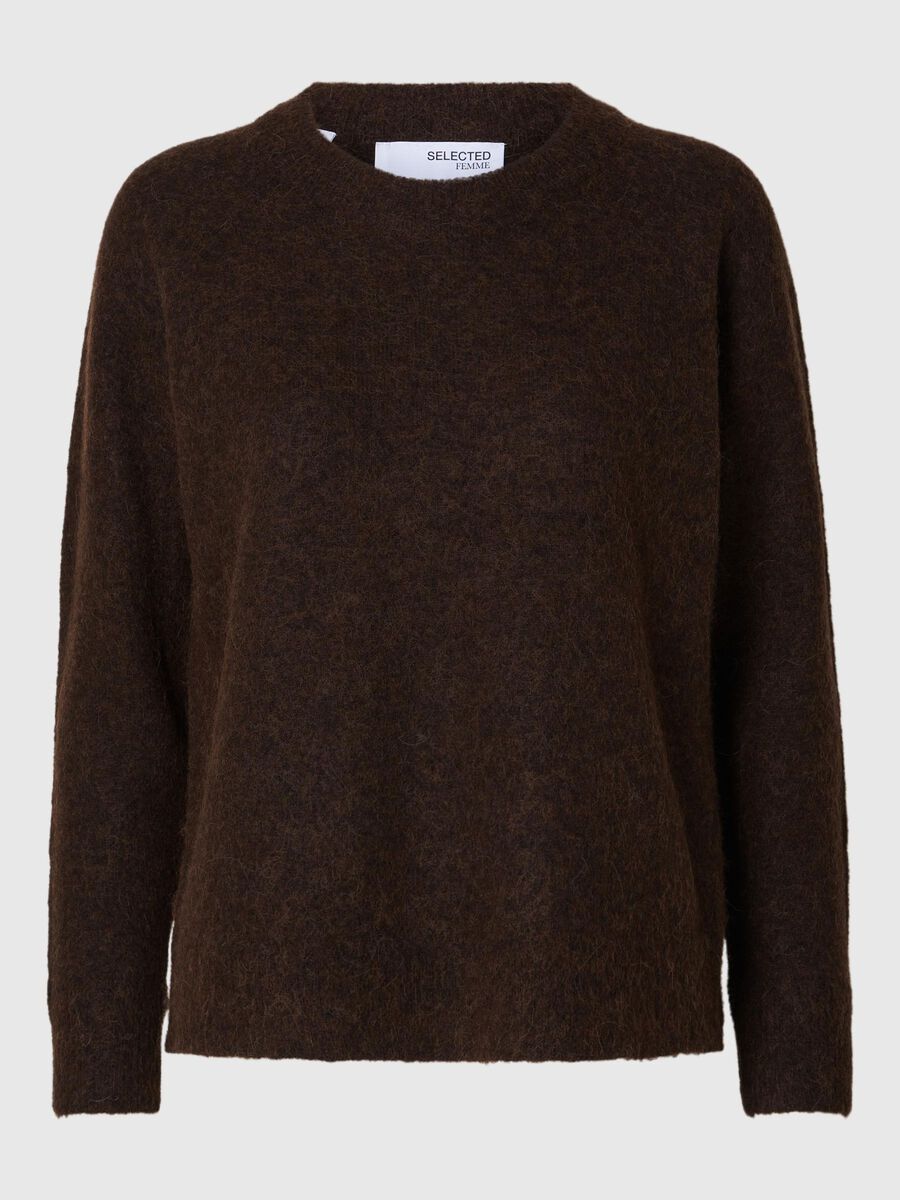 Selected LONG-SLEEVED KNITTED JUMPER, Coffee Bean, highres - 16074482_CoffeeBean_773866_001.jpg