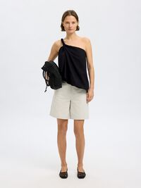 GEVLOCHTEN ONE-SHOULDER TOP, Black, highres