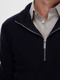 HALF-ZIP PULLOVER, Black, highres