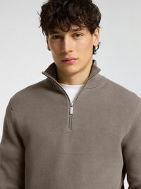HALVE RITSSLUITING SWEATER, Morel, highres