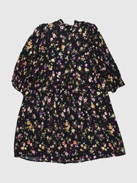 FLORAL MINI DRESS, Black, highres