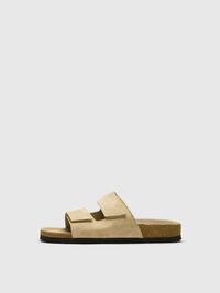 SUEDE SLIDERS, Sand, highres