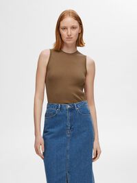 SANS MANCHES TOP EN MAILLE, Coca Mocha, highres