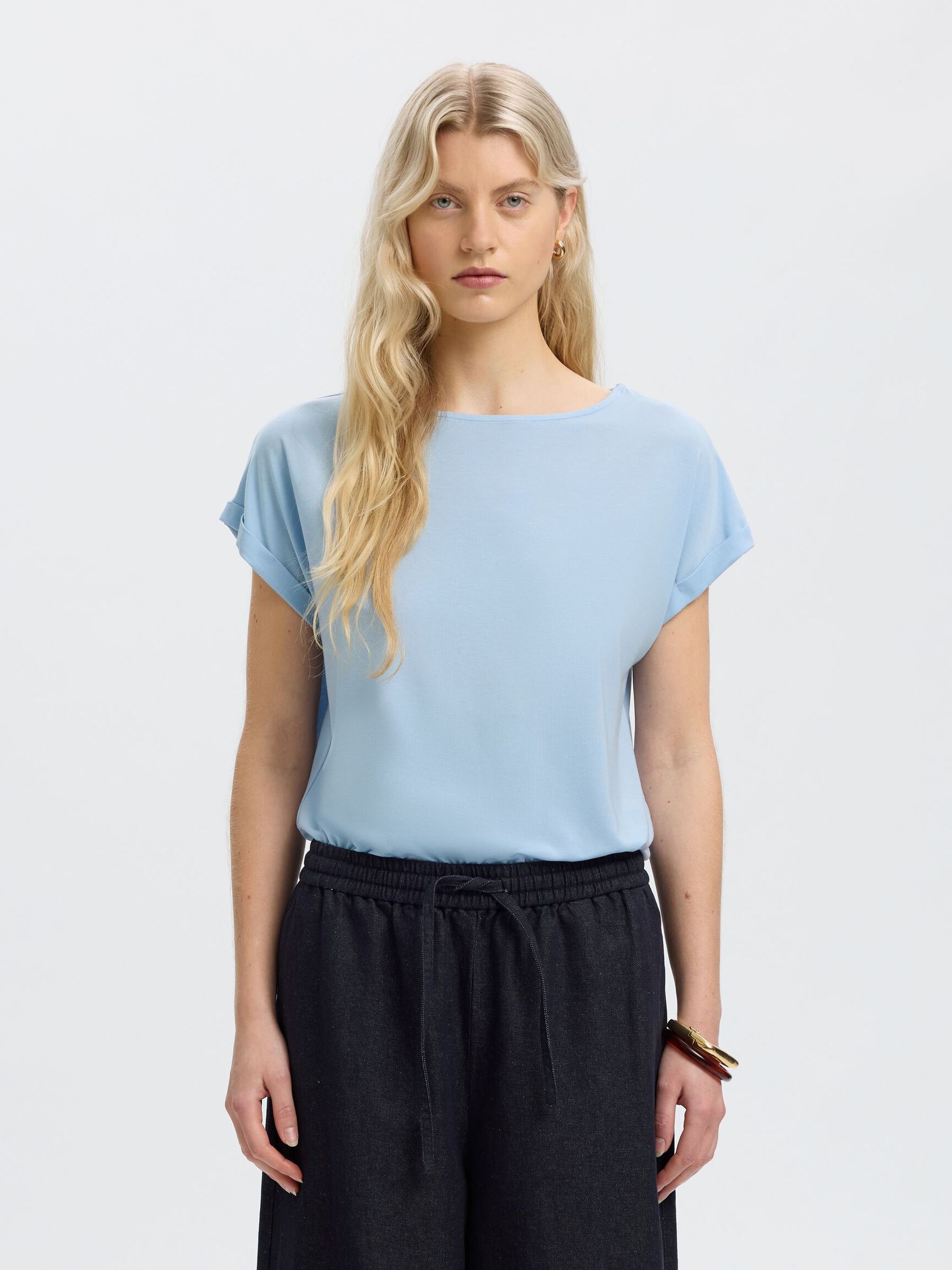 BOATNECK T-SHIRT, Cashmere Blue, highres