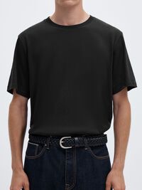 COTTON SLUB T-SHIRT, Black, highres