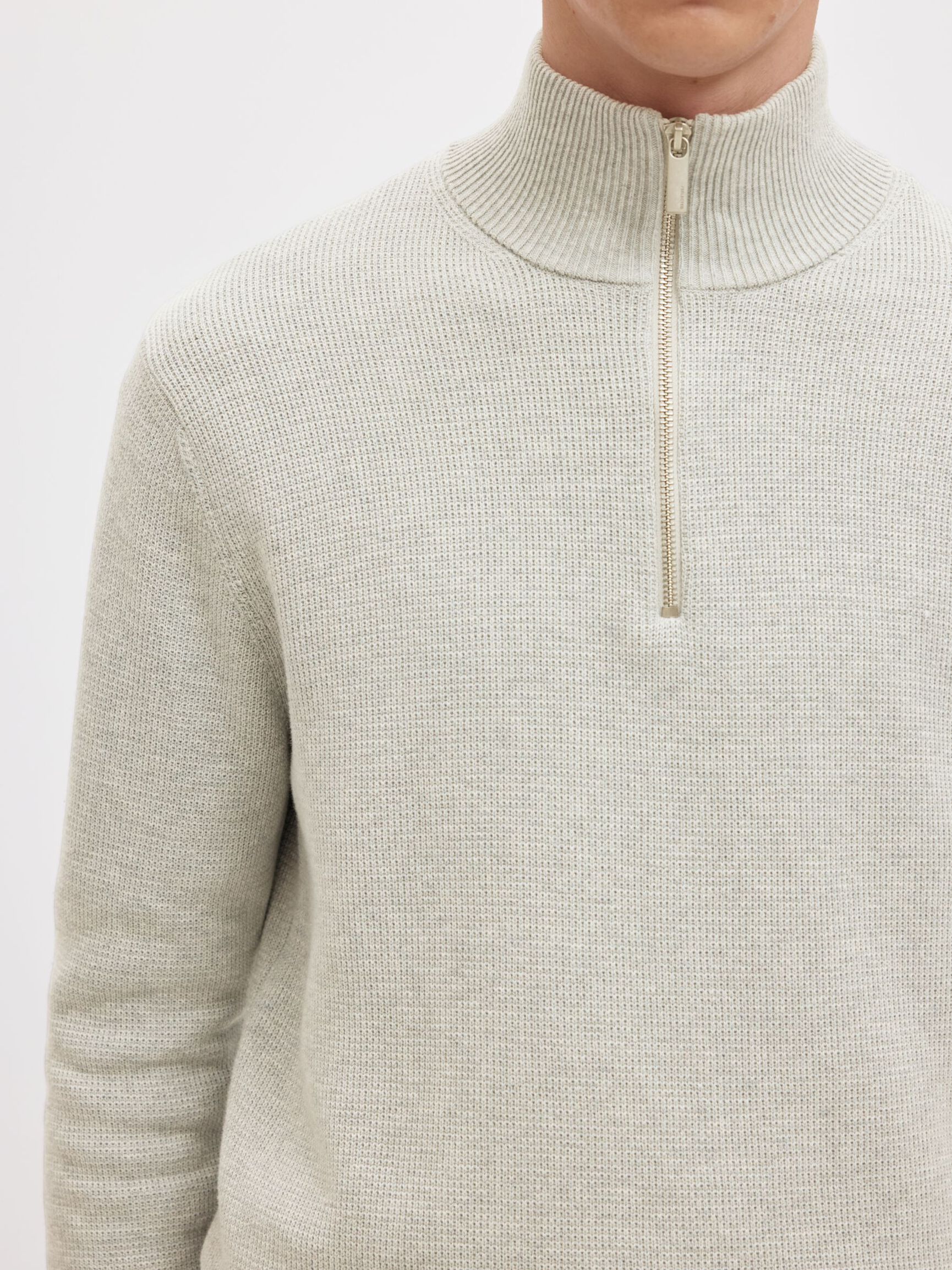 MEDIA CREMALLERA JERSEY, Light Grey Melange, highres