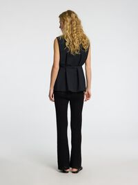 GEBREIDE HIGH-WAIST BROEK, Black, highres