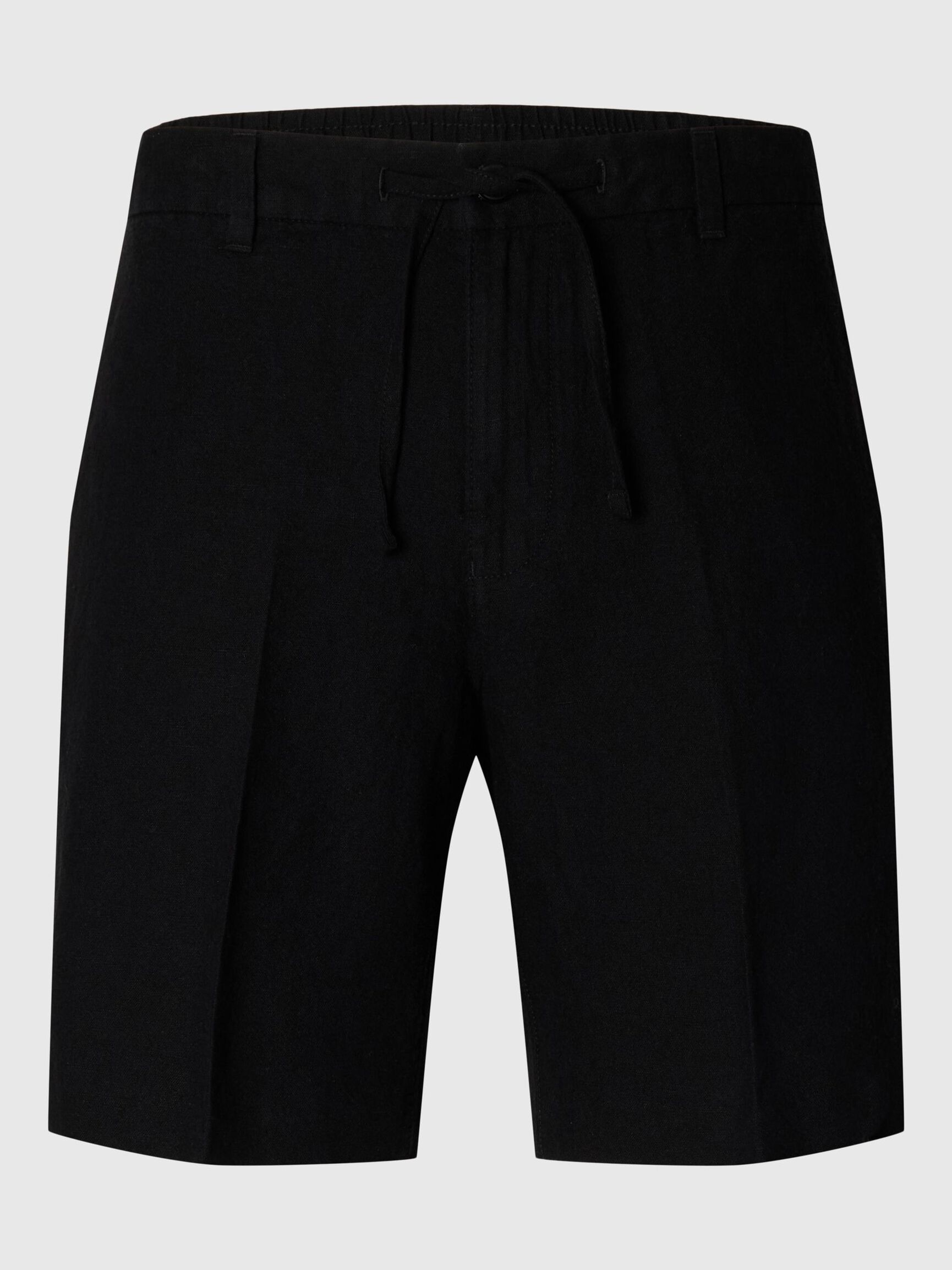 REGULAR FIT LINEN-BLEND SHORTS, Black, highres
