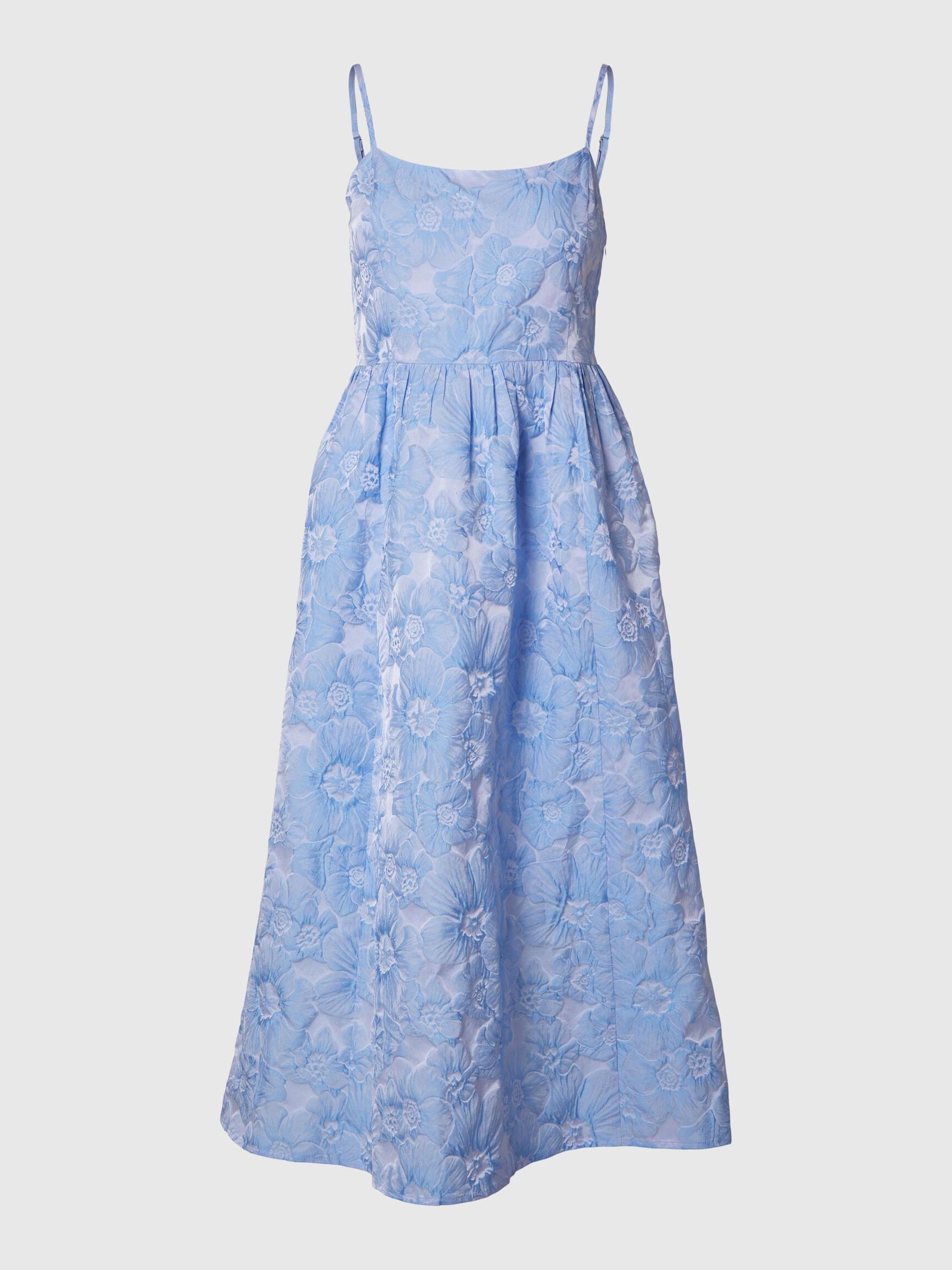 BLOMSTRET MIDIKJOLE, Cashmere Blue, highres