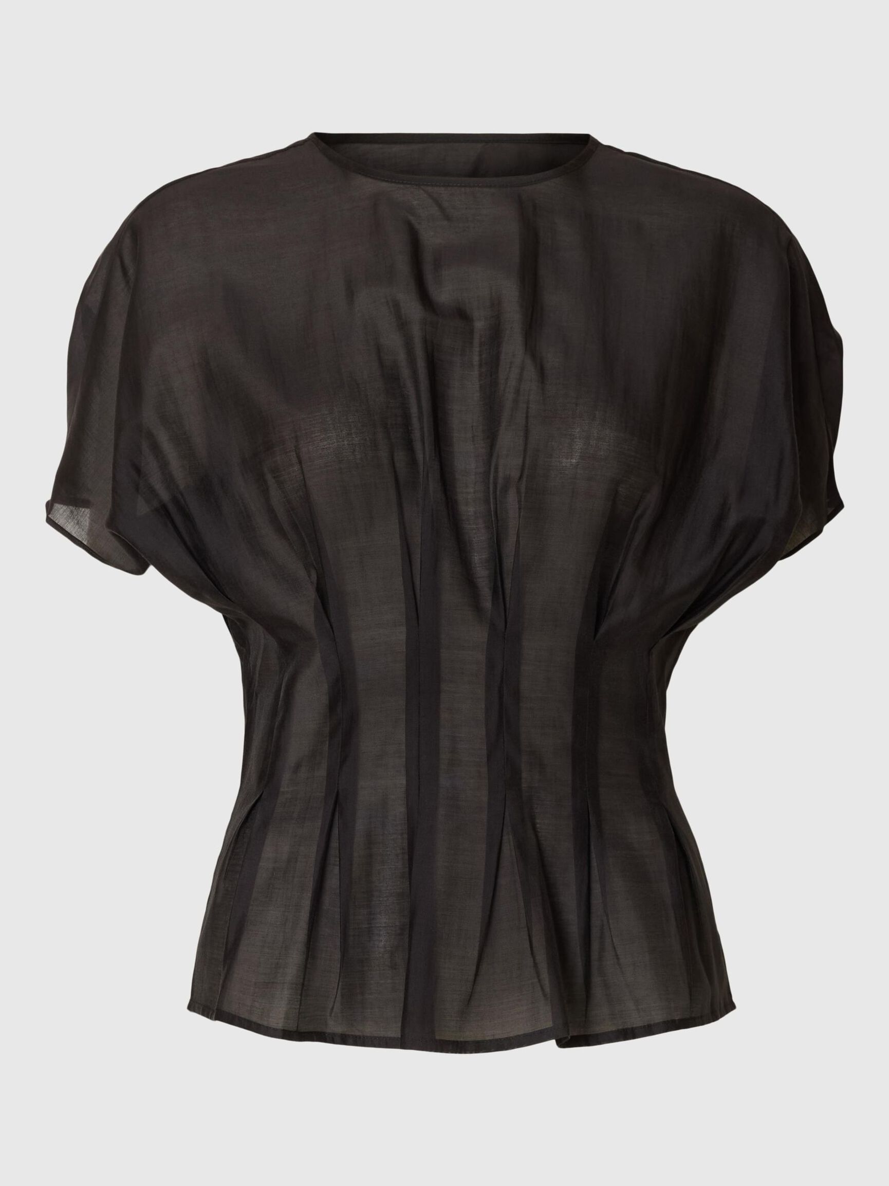 STRUCTURED SHORT SLEEVED TOP, Black, highres