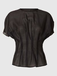 STRUCTURED SHORT SLEEVED TOP, Black, highres