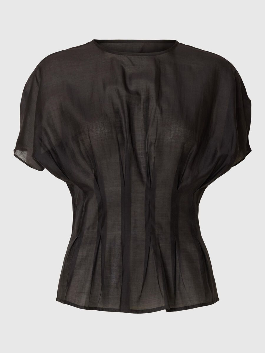 Selected MET STRUCTUUR TOP MET KORTE MOUWEN, Black, highres - 16097764_Black_001.jpg