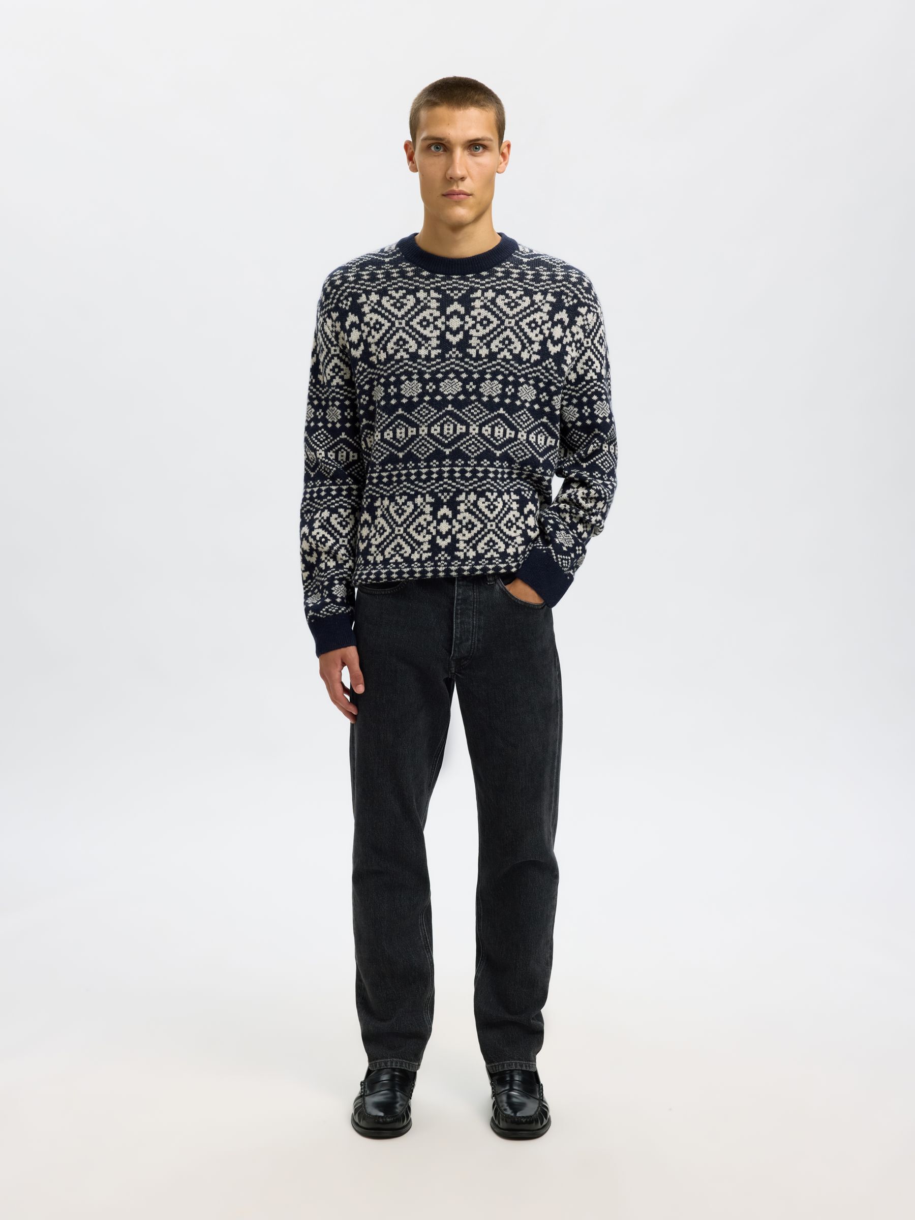 WOLLMIX PULLOVER MIT RUNDHALSAUSSCHNITT, Sky Captain, highres