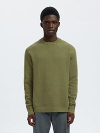 CREWNECK JUMPER, Deep Lichen Green, highres