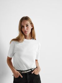 OPSTAANDE KRAAG T-SHIRT, Bright White, highres
