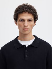 STRUCTURED COTTON POLO SHIRT, Sky Captain, highres