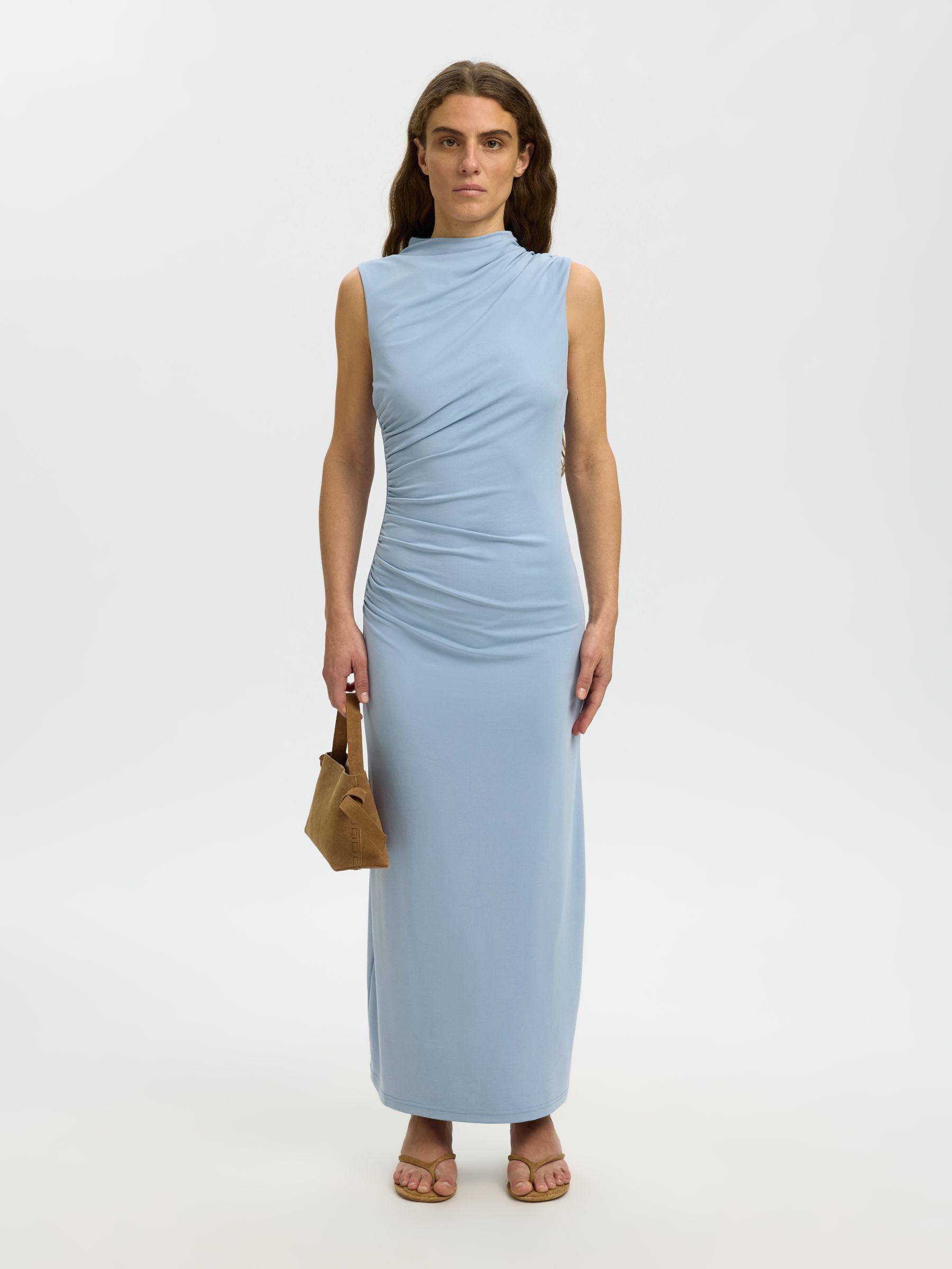 DRAPIERTES MAXIKLEID, Dusty Blue, highres