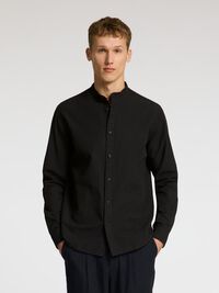 LANGARM LEINENMIX HEMD, Black, highres