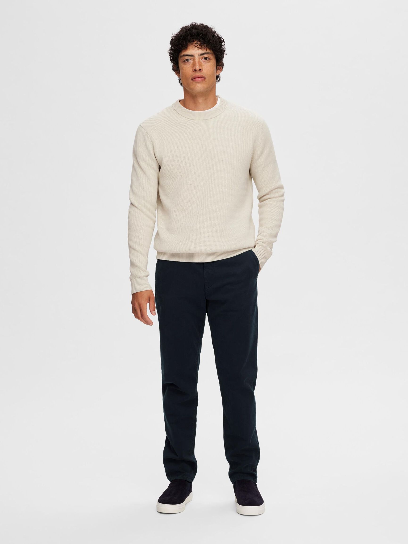 CREW NECK PULLOVER, Oatmeal, highres